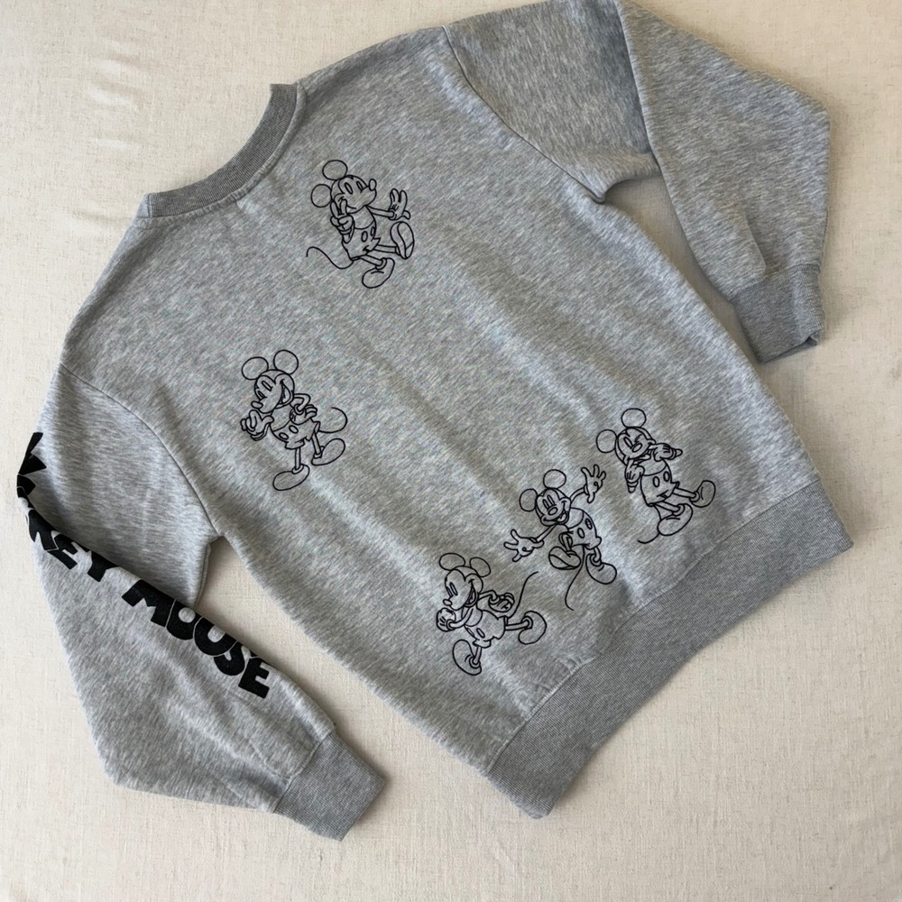 Disney Mickey Mouse Oh Boy Heather Gray Graphic Crewneck Sweatshirt Small - Picture 4 of 8